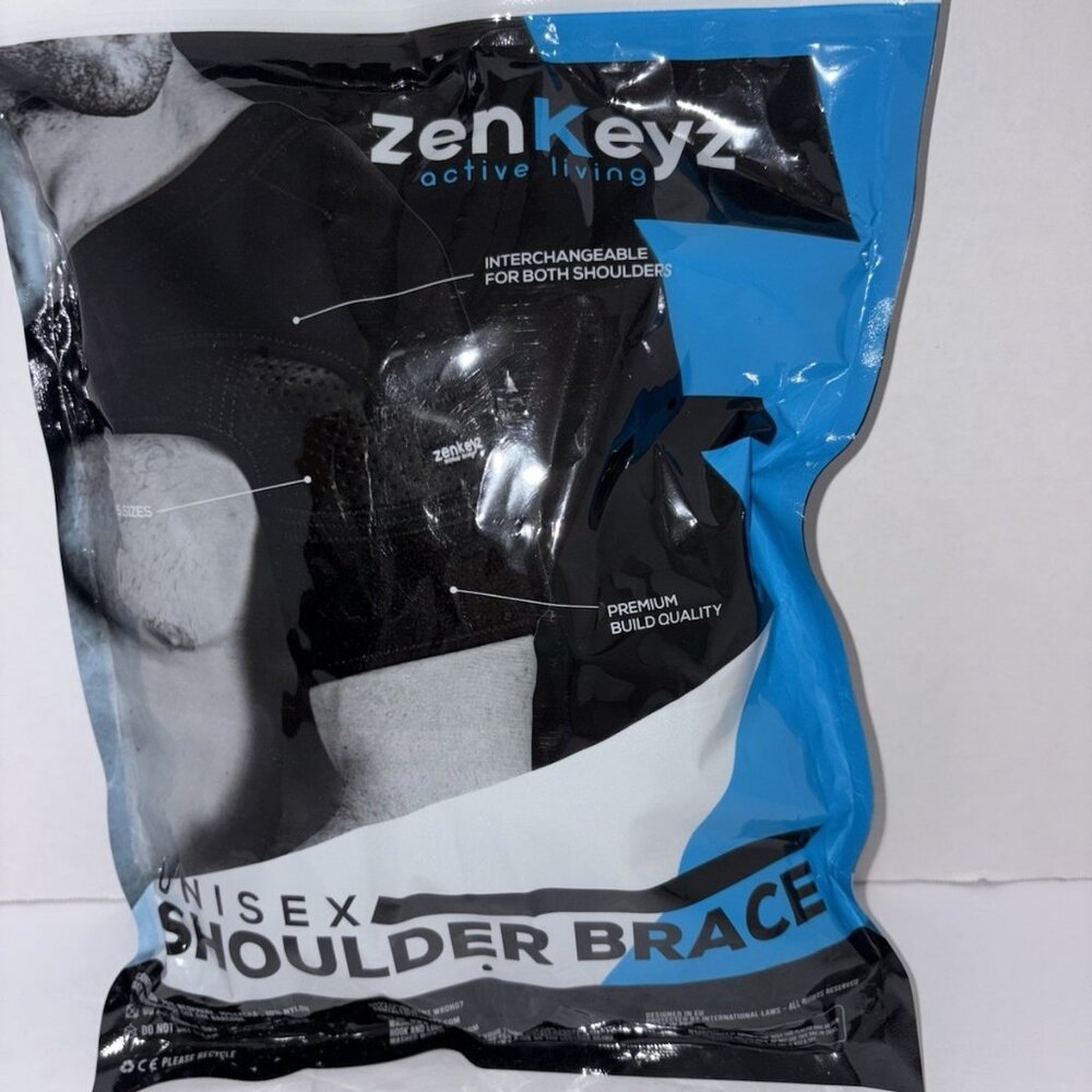ZenKeyz Unisex Shoulder Brace Black L/XL Neoprene Injury Recovery